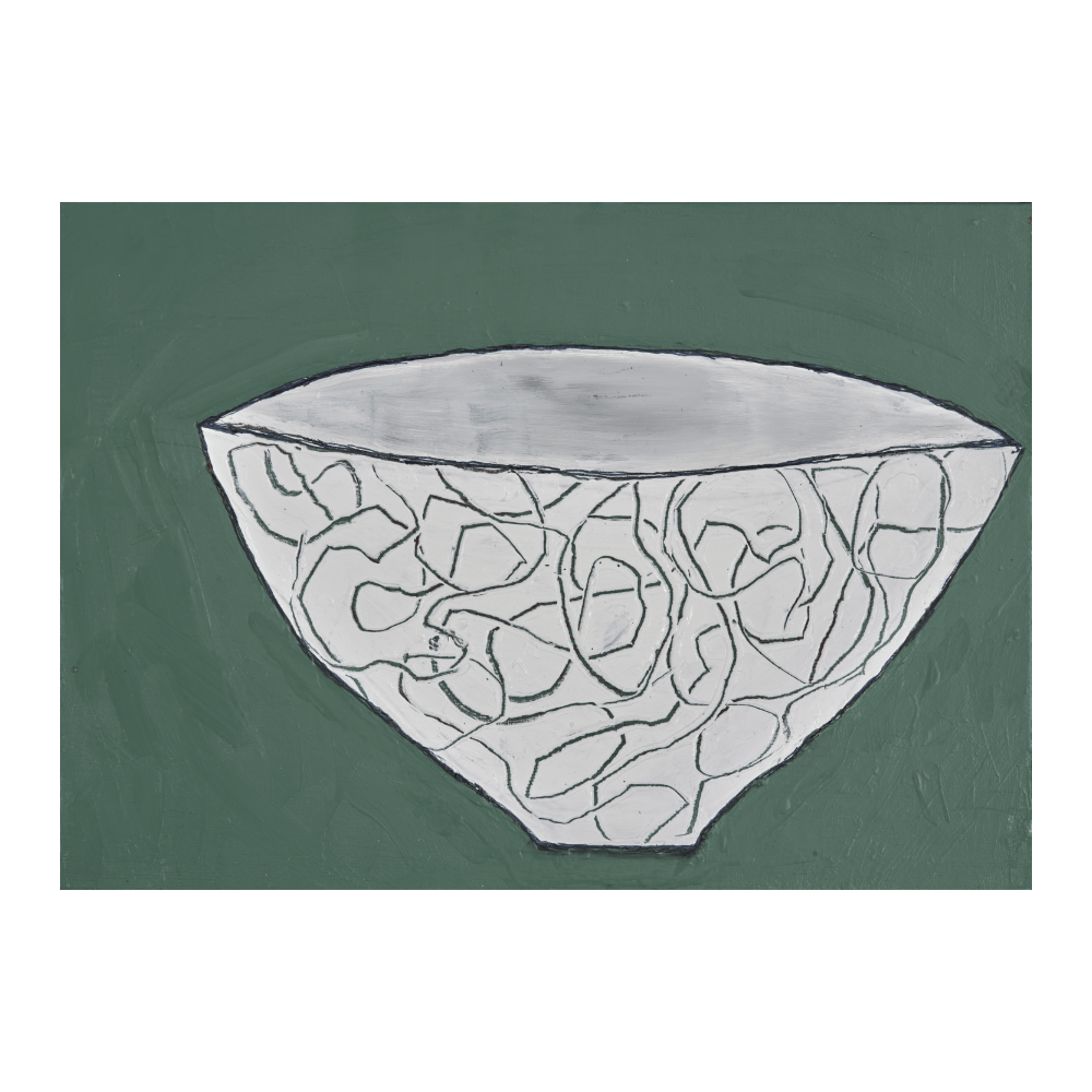 White Bowl With Green Lines