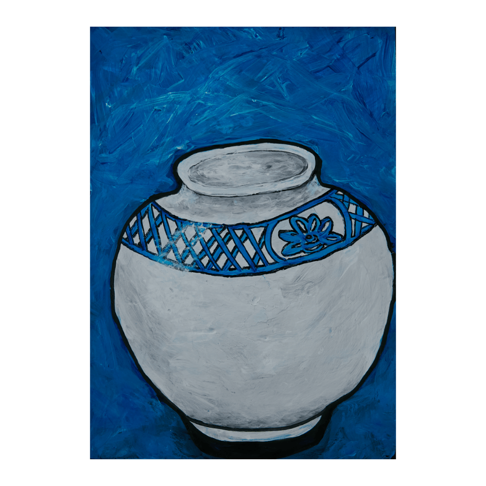 White Vase With Blue