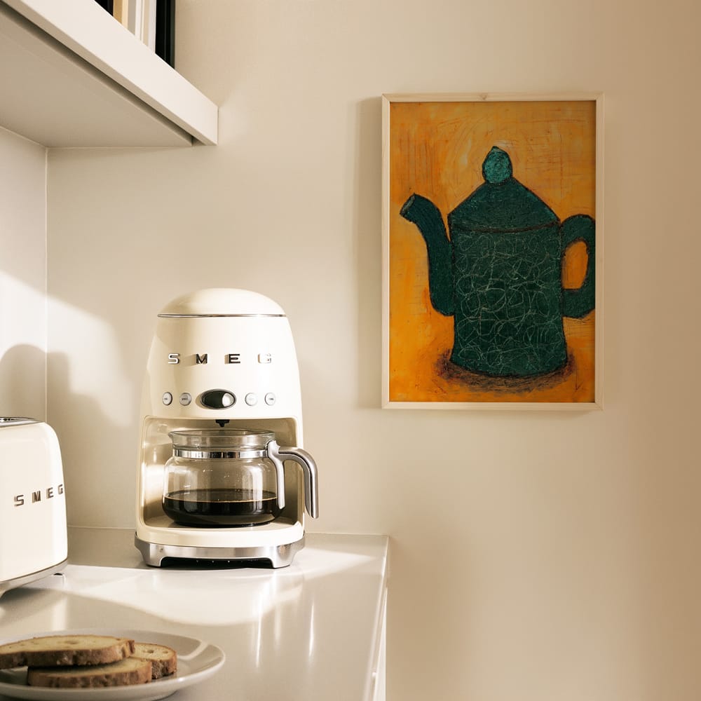 Green Tea Pot On Yellow