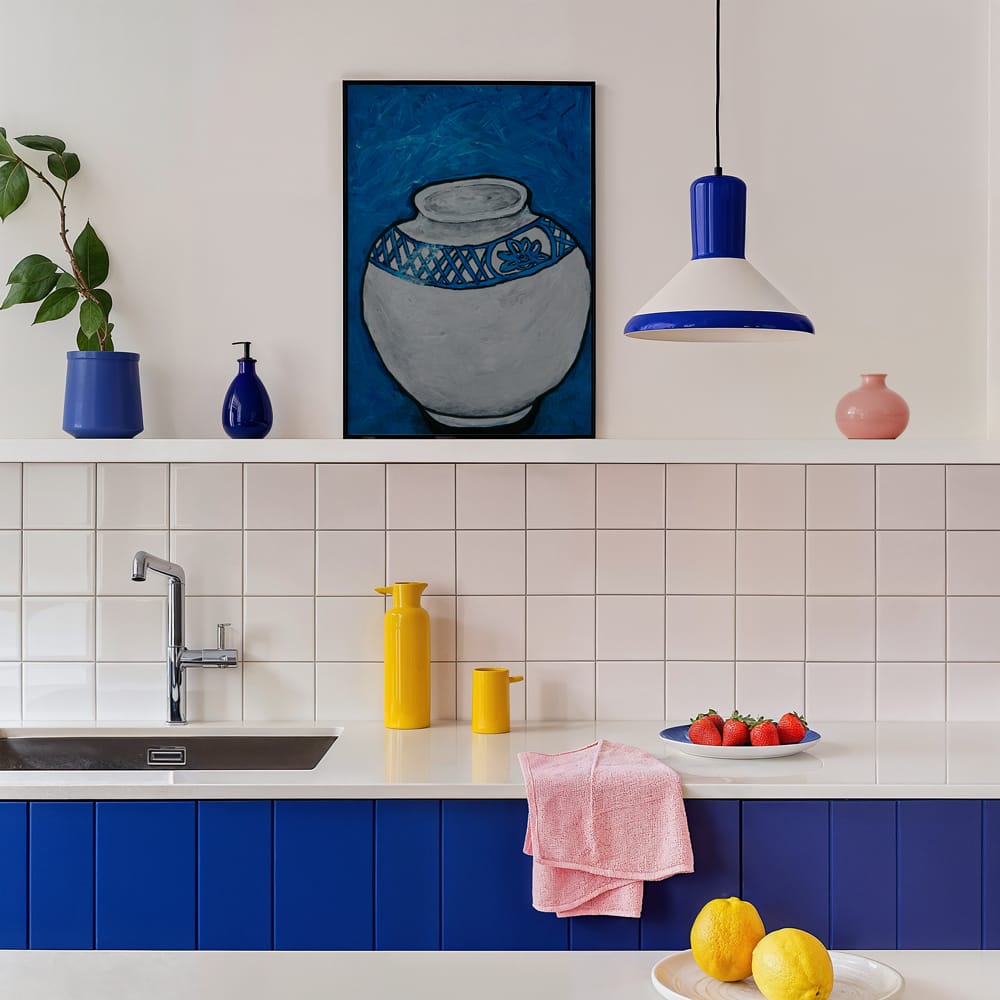 White Vase With Blue