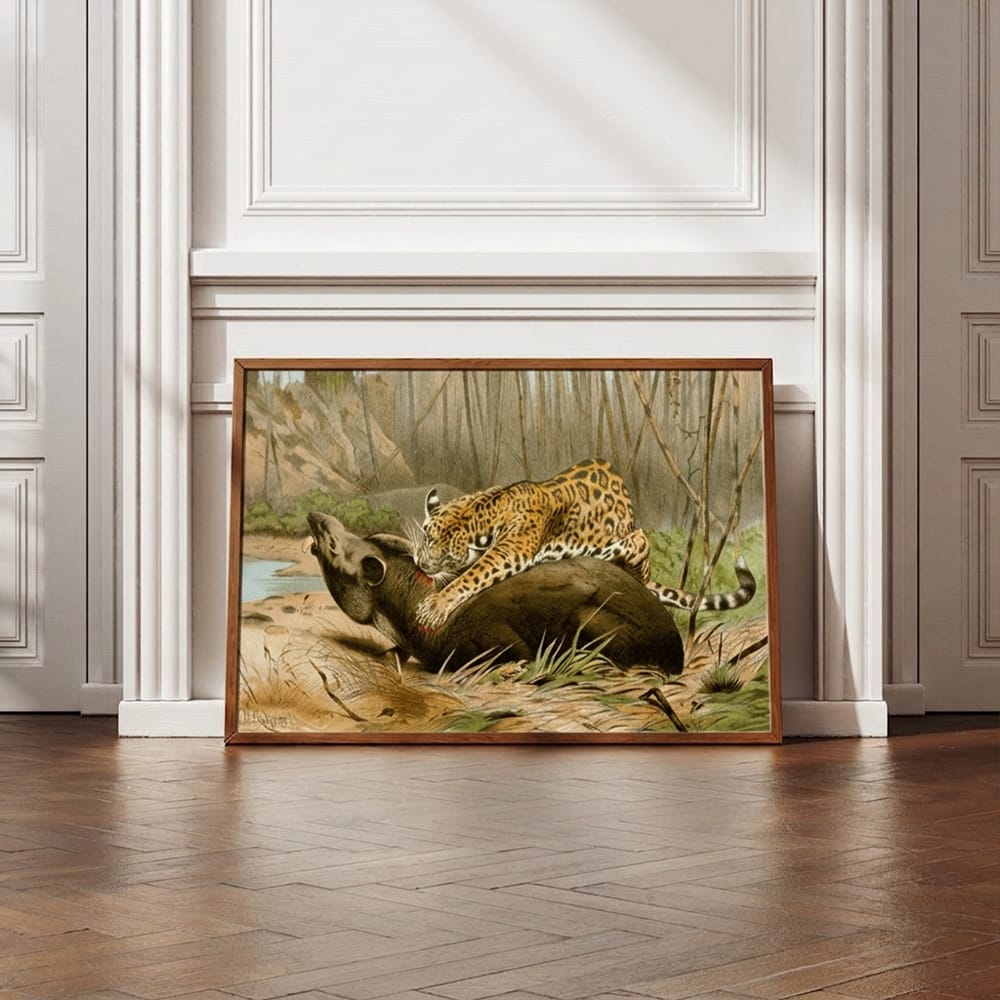 Jaguar Killing Tapir