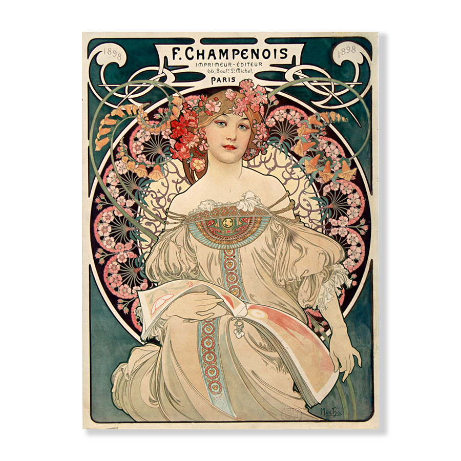 Mucha: "F.Champenois Imprimeur Editeur" (1898)