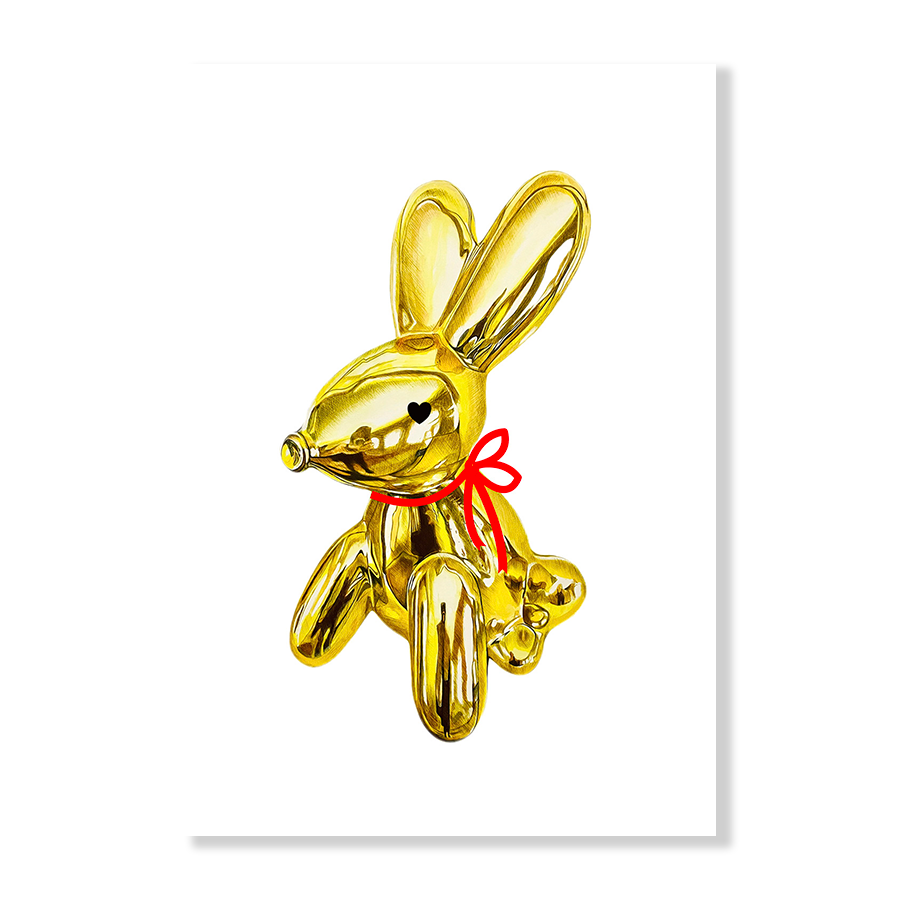 GOLD BUNNY WITH A RIBBON
